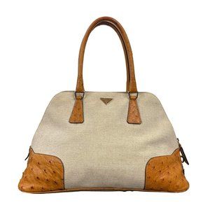 Prada Canvas Ostrich Bowling Bag